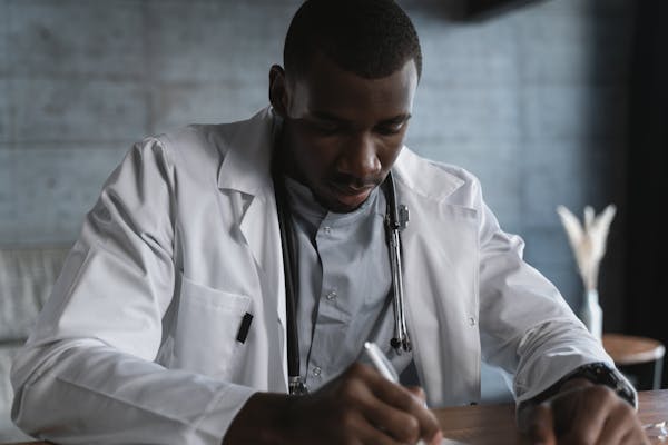 Médecins examinant un dossier